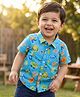 Babyhug Cotton Woven Half Sleeves Numbers & Alphabet Printed Shirts - Blue