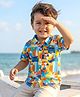 Babyhug Cotton Woven Half Sleeves Shirt With Beach Theme Print - Multicolour