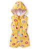 Babyhug Cotton Knit Sleeveless Hooded Jumpsuit with Tropical Theme Print - Yellow