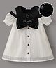 Mark & Mia Cold Shoulder Sleeves Frock With Bow Applique - White