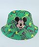 Babyhug Disney Cotton Woven Summer Cap with Mickey Mouse Graphics Green - Diameter 16.6 cm