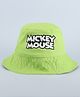 Babyhug Disney Cotton Woven Summer Cap with Mickey Mouse Graphics Light Green - Diameter 17 cm