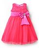 The KidShop Sleeveless Rose Detailed Bow Applique Dress - Fuschia Pink