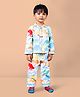 DEAR TO DAD Cotton Woven Full Sleeves Dinosaurs Printed Coordinating Shirt & Pajama Set - White