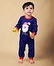 DEAR TO DAD Cotton Woven Full Sleeves Santa Claus Patch Embroidered & Stars Printed Coordinating Tee & Pajama Set - Blue