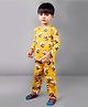 DEAR TO DAD Cotton Woven Full Sleeves Pandas Printed Coordinating Tee & Pajama Set - Yellow