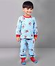 DEAR TO DAD Cotton Woven Full Sleeves Polar Bears Printed Coordinating Tee & Pajama Set - Sky Blue