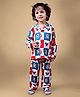 DEAR TO DAD Cotton Woven Full Sleeves Checked & Reindeers Printed Coordinating Shirt & Pajama Set - Multi Colour