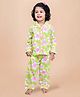 DEAR TO DAD Cotton Woven Full Sleeves Floral Printed Coordinating Night Suit Set - Green
