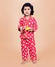 DEAR TO DAD Cotton Woven Full Sleeves Floral Printed Coordinating Night Suit Set - Red