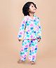DEAR TO DAD Cotton Woven Full Sleeves Stars Printed Coordinating Night Suit Set - White & Blue