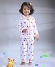 DEAR TO DAD Cotton Woven Full Sleeves Floral Printed Coordinating Night Suit Set - White