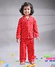 DEAR TO DAD Cotton Woven Full Sleeves Hearts Printed Coordinating Night Suit Set - Red