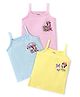 Babyhug Disney Single Jersey Knit Singlet Sleeves Slips with Minnie Mouse Graphics Pack of 3 - Pink Yellow & Light Blue