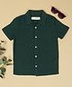 The Lion and the Fish Cotton Half Sleeves Textured Shirt - Forest Green