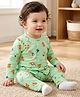 Babyoye  100% Cotton Full Sleeves Eco Jiva Finish Front Open Co-ords Night Suit with Beach Theme Print - Light Green