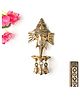 The Advitya Lord Ganesha on Leaf With Bells and Three Diyas Wall Decor Brass Showpiece