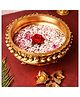 The Advitya Brass Urli With Bell Decorative Bowl For Home Decor and Festive Decor 10 Inches