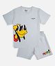 Nap Chief Cotton Mickey & Friends Featuring Half Sleeves Pluto Printed Coordinating Tee & Shorts Set - Dull Grey