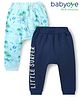 Babyoye  100% Cotton Knit Full Length Diaper Legging with Eco Jiva Finish & Beach Theme Pack of 2 - Light Blue & Navy Blue