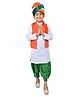 Itsmycostume Full Sleeves Dhoti Kurta With Jacket & Turban Costume Set - White