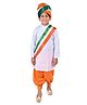Itsmycostume Full Sleeves Solid Kurta Pyjama With Tricolour Stole Costume Set - White & Orange