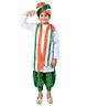 Itsmycostume Full Sleeves Solid Kurta Dhoti With Tricolour Stole Costume Set - White & Green