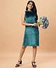 TeenTrums Velvet Sleeveless Shimmered Party Dress - Teal Blue