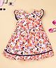 ishki pushki Rayon Cap Sleeves Floral Printed Dress - Peach