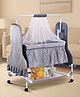 Star Printed Folding Cradle with Mosquito Net & Wheels - Grey