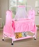 Star Printed Folding Cradle with Mosquito Net & Wheels - Pink