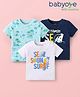 Babyoye 100% Cotton With Eco Jiva Finish Half Sleeves T-Shirts With Beach Theme Print Pack Of 3 - Navy Blue & Light Blue