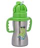 Adore Gracious! Stainless Steel Straw Sipper with Twin Handle 290ml- Green Dino