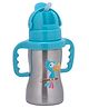 Adore Gracious! Stainless Steel Straw Sipper with Twin Handle 290ml- Blue Toucan