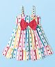 Babyhug Cotton Woven Singlet Sleeves Frock With Polka Dot Print & Bow Applique - White