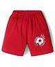 Tango Single Jersey Knit Knee Length Shorts with Football Print & Tape Detailing - Red