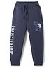 Taeko Single Jersey Knit Full Length Lounge Pant with Text Print - Navy Blue
