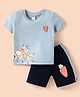 Tango Single Jersey Knit Half Sleeves T-Shirt & Shorts Set With Carrot Print - Light Blue