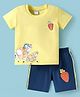 Tango Single Jersey Knit Half Sleeves T-Shirt & Shorts Set With Carrot Print - Yellow