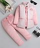 Fourfolds Full Sleeves Abstract Embroidered Indo Blazer & Trousers Set - Pink