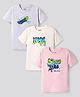 Primo Gino 100% Cotton Knit Half Sleeves T-Shirt With  Skate Time Text Print Pack Of 3 - Grey Pink & White