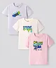 Primo Gino 100% Cotton Knit Half Sleeves T-Shirt With  Skate Time Text Print Pack Of 3 - Grey Pink & White
