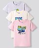 Primo Gino 100% Cotton Knit Half Sleeves T-Shirt With  Skate Time Text Print Pack Of 3 - Grey Pink & White