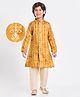 EARTHY TOUCH Woven Full Sleeves  Kurta Pyjama Set with Floral Print - Mustard