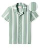 Kookie Kids Textured Knit Half Sleeves Striped Shirt - Sage