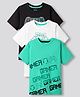 Primo Gino 100% Cotton Knit Half Sleeves Oversized T-Shirt With Gamer Theme Text Print Pack Of 3 - Black Light Green & White