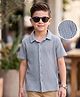 Kookie Kids Textured Knit Half Sleeves Resort Collar Self Design Shirt - Grey