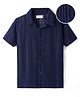 Kookie Kids Textured Knit Half Sleeves Resort Collar Solid Shirt - Navy Blue
