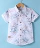 Ruff Poplin Woven Half Sleeves Shirt With Leafy Print - Pink