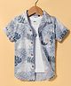 Ruff Poplin Woven Half Sleeves Tropical Theme Printed Shirt with Sleeveless T-Shirt - Light Blue